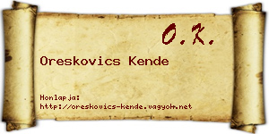 Oreskovics Kende névjegykártya